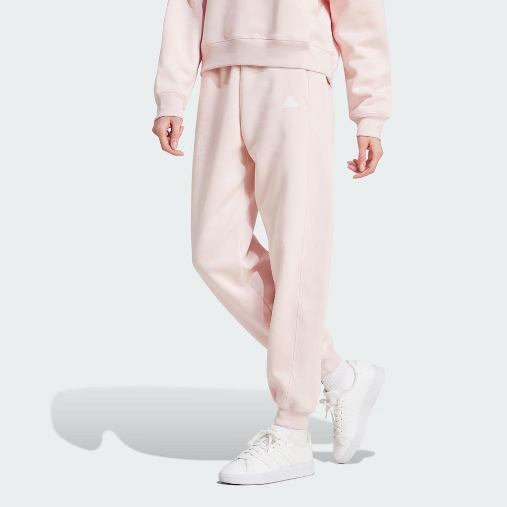 New Adidas SIGNATURE PRINT FLEECE JOGGERS Knitted Sports Pants Women's Pink IY1472