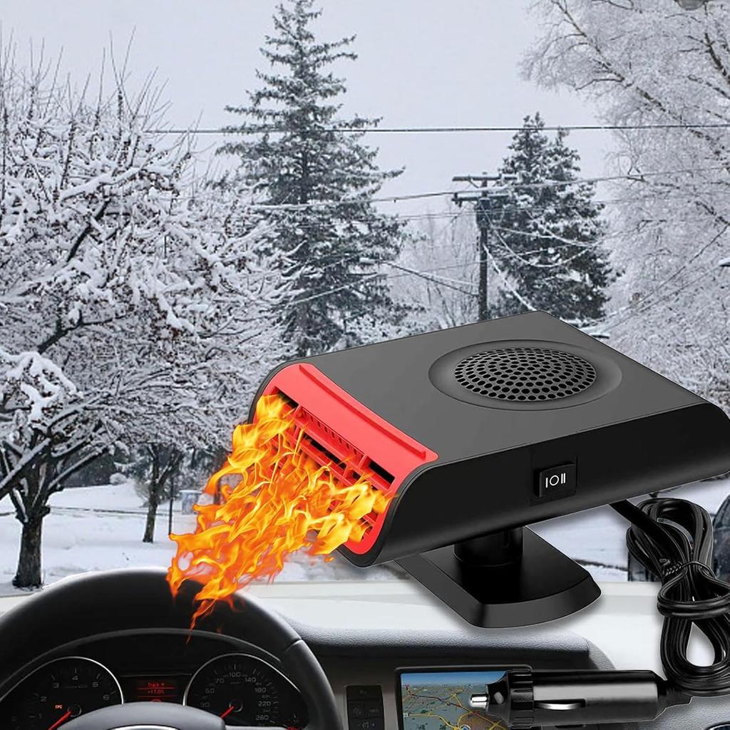 Portable 2-in-1 12V Car Heater 150W Fast Car Defroster Windshield Heater with 360° Rotation, Plug Into Cigarette Lighter for Car,Truck,SUV,RV
