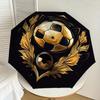1PC Soccer Ball Gold Umbrella-8-Rib Reinforced, Automatic Open, Lightweight & Durable, Cute Fashion Accessory for Outdoor-Y0344