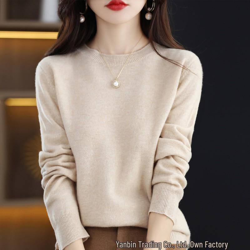 Women's Long Sleeve Round Neck Pullover: Stylish, Versatile, Light Knitwear for Autumn and Winter