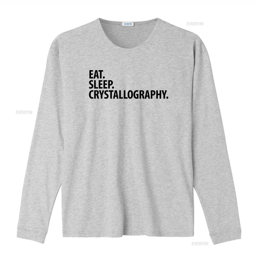 Eat Sleep Crystallography T Shirt for Science Lovers Vintage Washed Casual Breathable Fashion Slightly Top For Everyday Wear