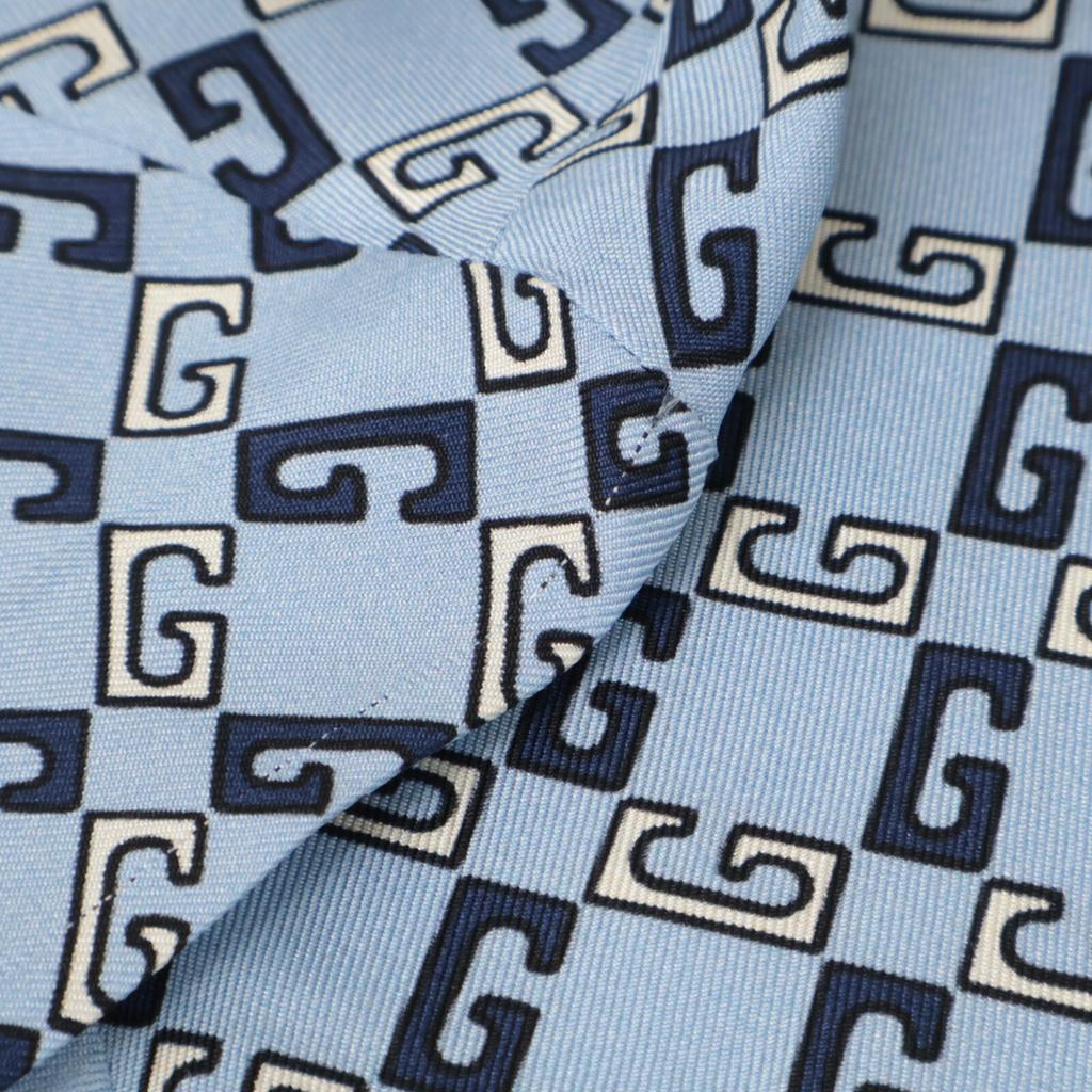 GUCCI 690464 22Stainless Steel 690464 ZAIZX Geometric G Print Short Sleeve Bowling Shirt tops 48 blueUsed