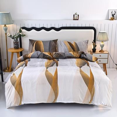3pcs Polyester Printed Floral Soft Beige-Friendly Duvet Cover Set, One Duvet Cover Plus Two Pillowcases, Suitable Christmas Gift