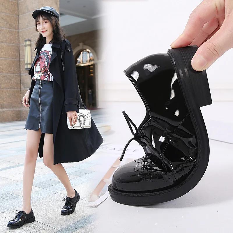 Fashion Autumn Spring Women Oxford Shoes Comfort Lady Polish Designer Low-heeled Casual Shoes British Style Women Shoes