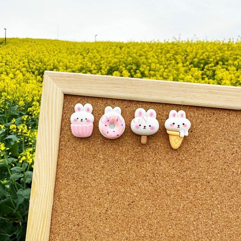 12pcs Creative Push Pin Cartoon Cute Rabbit Paradise Soft Wooden Board Felt Photo Wall Message Board