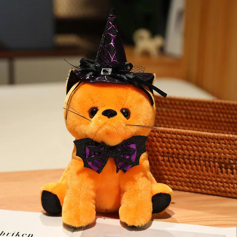25cm Kawaii Halloween Style Black Cat Peluche Toys Cute Bat Kitten Doll Stuffed Animal Pillow for Children Festival Party Decor