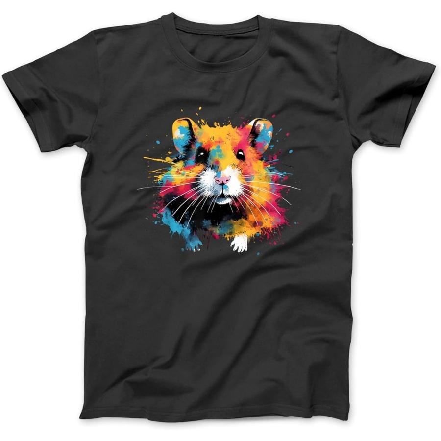 Cool Hamster on Colorful Painted Hamster T-Shirt EAT Men's Women's Longsleeve, Sweatshirt Hoodie Black