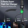 70W USB C Type-C Car Charger Black LED Light Spring Charging Cable Super Fast Charge for iPhone 16 15 Pro Max