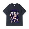 275 GSM Washed T-shirts 100% Cotton Jujutsu Kaisen V6 Gojo Print Unisex Heavy Cotton T Shirt