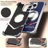 For iPhone 14 Pro Max Case PU Covered Metal Boardless Phone Back Cover with Kickstand