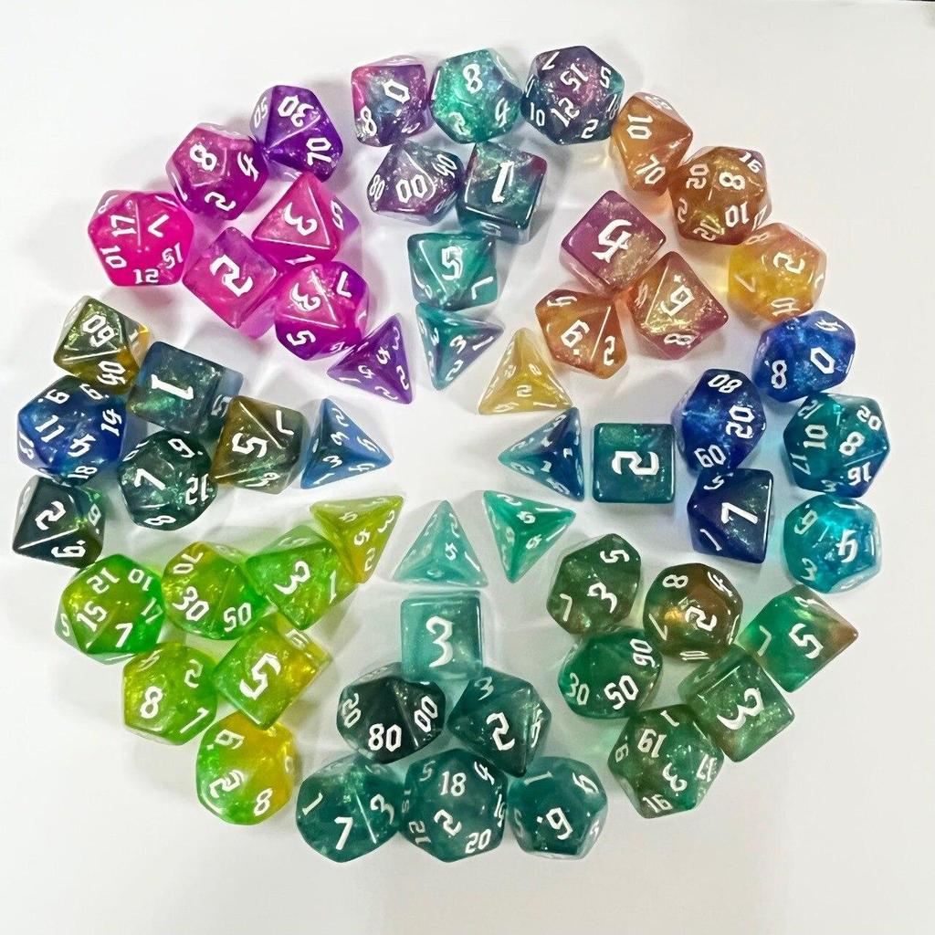 New 7pcs/lot Double Color Polyhedral Dice Set D4 D6 D8 D10 D12 D20 Digital Dice for Table Games Entertainment Playing Board Game