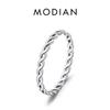 MODIAN 925 Sterling Silver Texture Twisted Thin Sackable Small Finger Ring For Women Vintage Classic Fine Jewelry Gifts