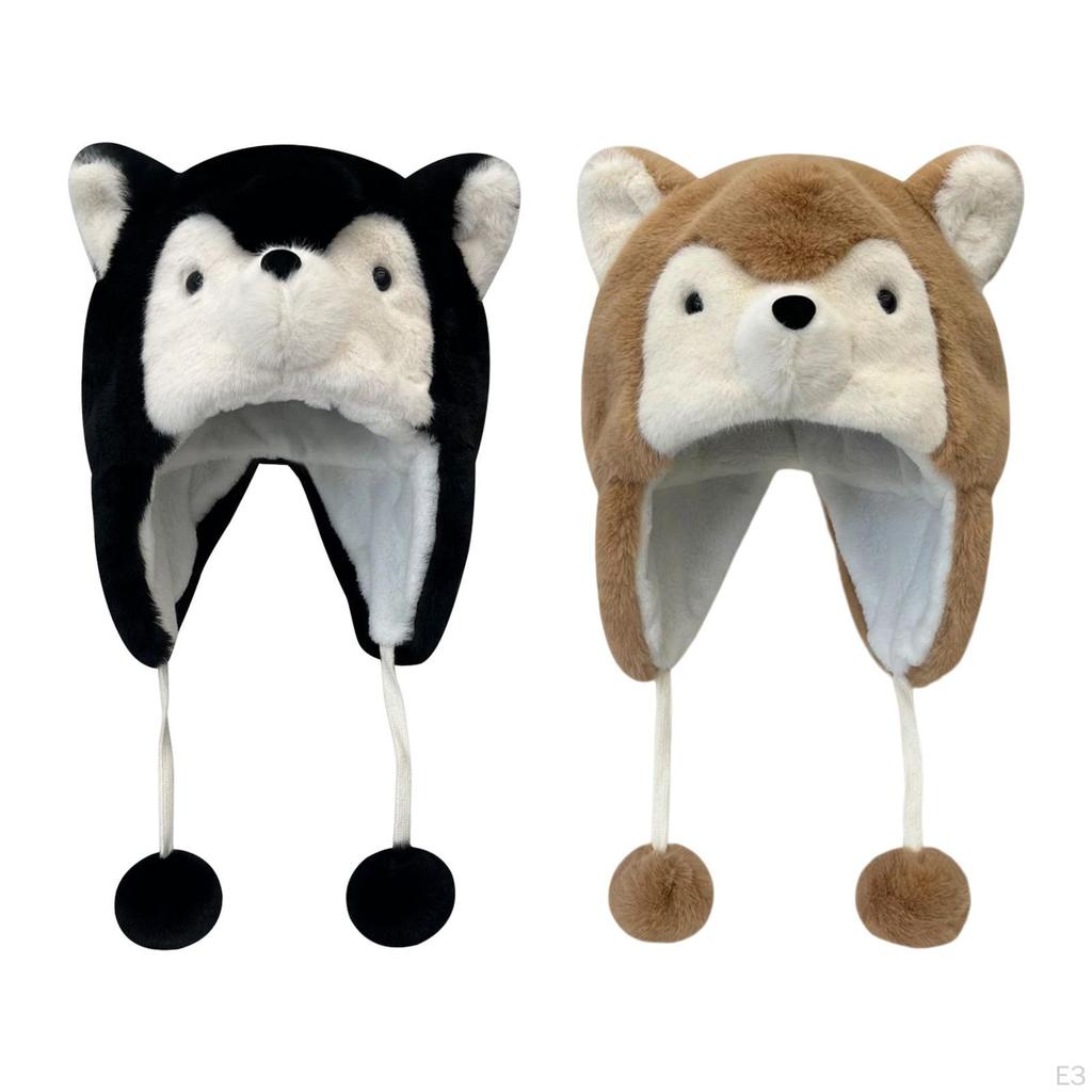 Husky Plush Hat Child Costume Soft Warm Earmuff Windproof Headdress Prop Cartoon Animal Winter Ski