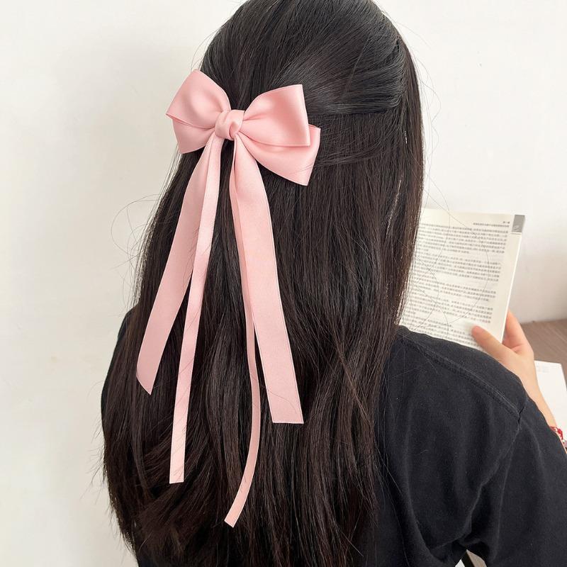 Sweet Girl Bow Streamer, Hairpin Korean Simple And Versatile High-end Hairpin On The Back Of The Head Net Red Hair Accessories