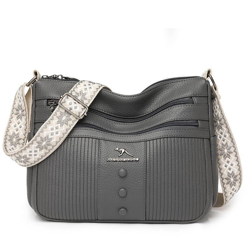 Fashionable and Simple Multi-layer Crossbody Bag, Soft Leather Single-shoulder Bag, Women's Underarm Bag