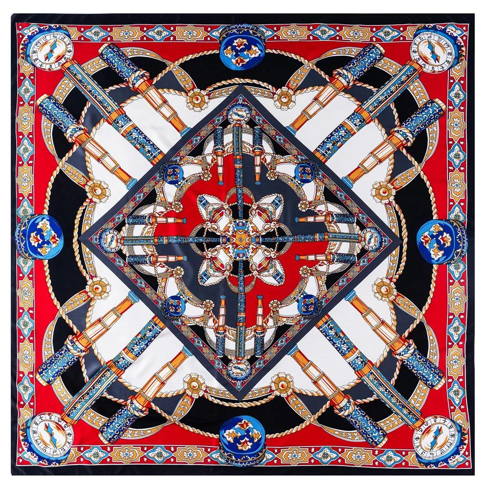 Lenço Mulheres Xales Grandes Estampa Jardim dos Fundos Estolas Lenço Quadrado Lenço de Luxo Hijab Lenços Femininos 130Cm