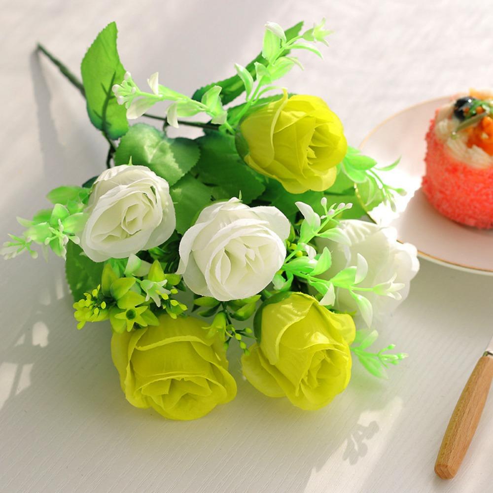 

6 Heads Real Happy Flower 7 Colors Photography Photo Gift Valentine s Day Flowers Natural Simulated Rose Buds Home Decorative