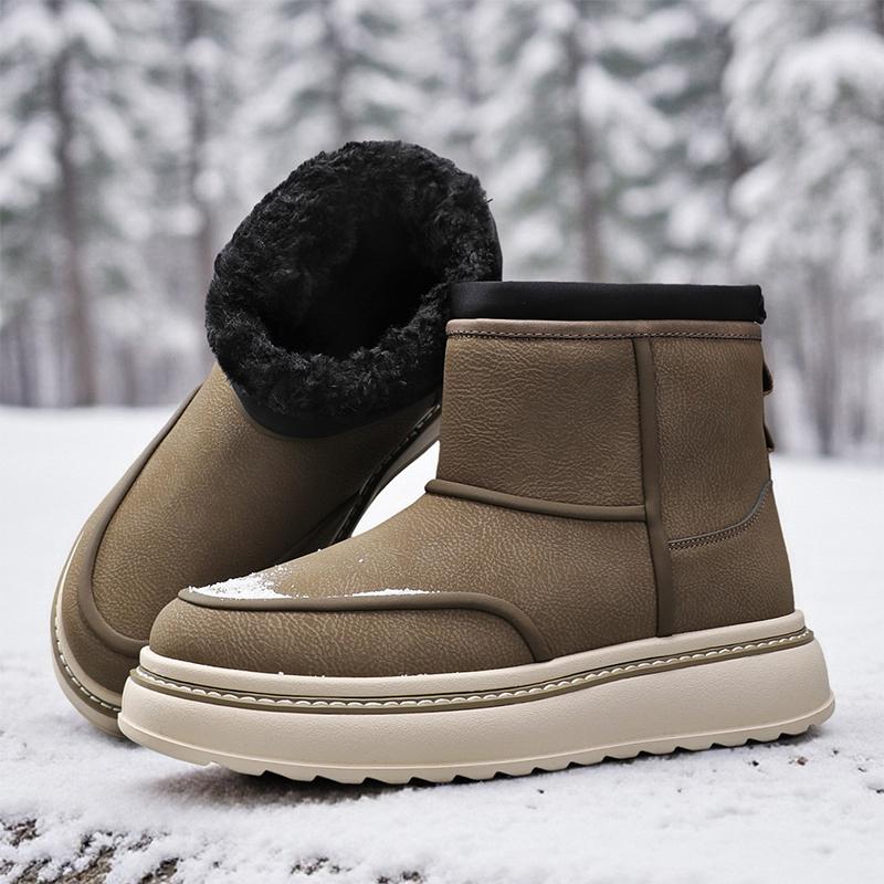 Winter Leather Warm Men Boots Waterproof Male Ankle Boots Mens Snow Boot with Fur Handmade No-slip High Top Male Zapatillas Male
