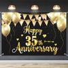 Bannière de Fond Joyeux 35ème Anniversaire 6x4ft - Décoration 35ème Anniversaire de Mariage