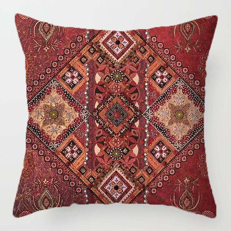 

Bohemian ethnic style throw pillow retro printing sofa bed home decoration cushion short velvet pillow super soft 40*40cm