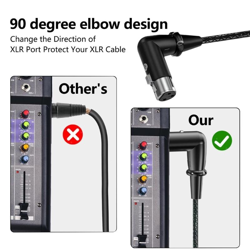 3Pin Splitter Cable 1 3Pin Female to 2 Female Y Cable Balanced Microphone Splitter Cord Sound Adapter 90 Degree