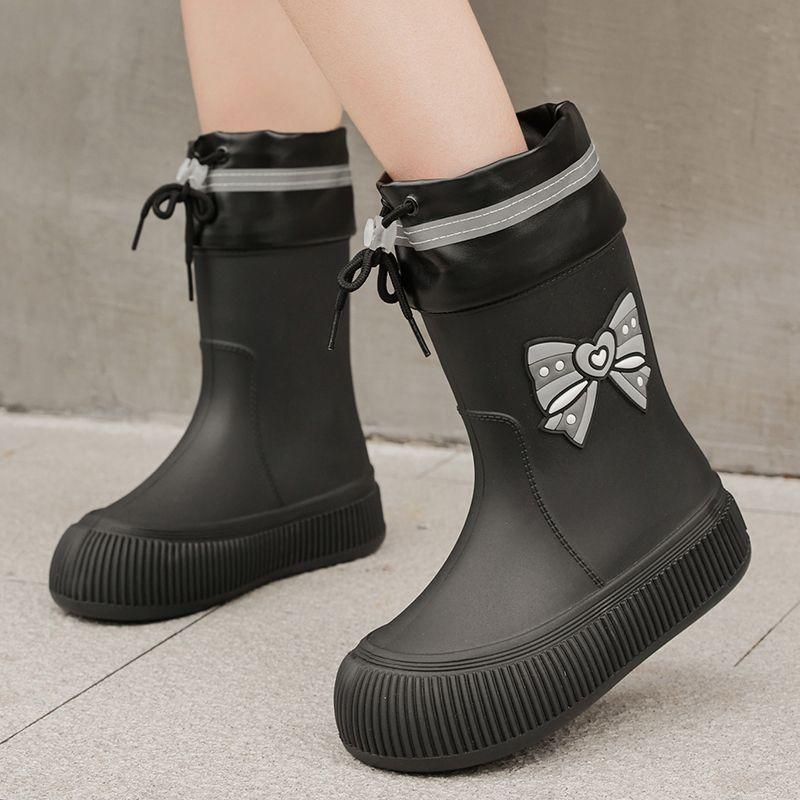 Women's Waterproof Rain Boots 2025 New Style Elastic Mid Calf Water Shoes NonSlip Rubber Boots Outdoor Fashion