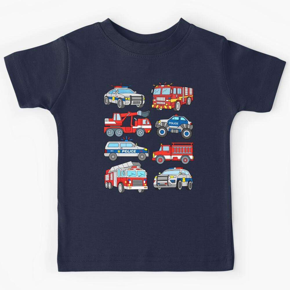 Firetrucks and Police Cars Kids T-Shirt 100