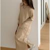 turtleneck sweater skirt autumn and winter new lazy temperament solid color loose large size bottoming knitted dress