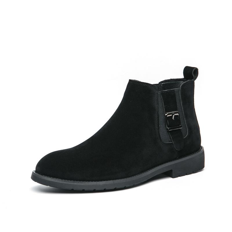 Men s High-Top Suede Chelsea Boots - Retro Thick-Sole Leather, Autumn/Winter British Style 39 чёрный