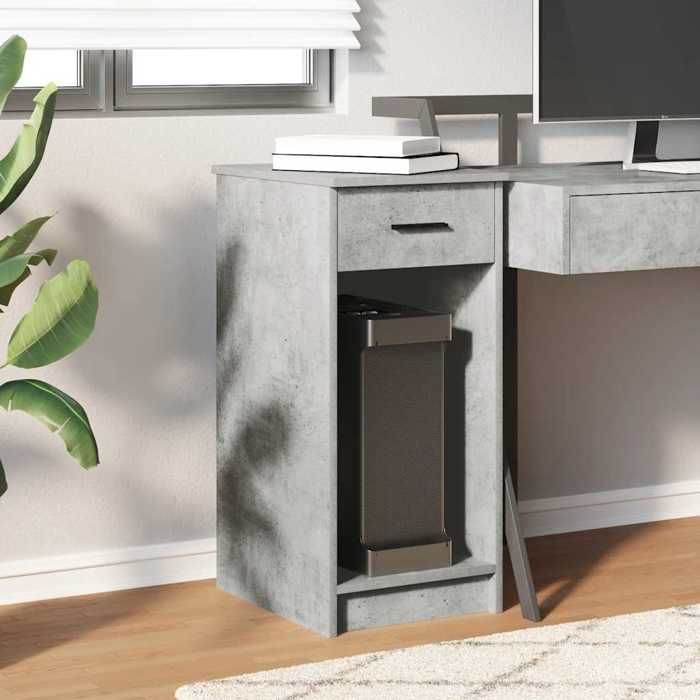VidaXL Computer Tower Stand and Drawer Concrete Grey 35x45x77 Cm, PC Tower Stand, Support Desk Stand 858743
