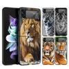 Tiger Lion Leopard Phone Case for Samsung Galaxy Z Flip 3 4 5 Folding Shell For Samsung Z Flip3 Flip4 Hard Fundas Bumper Cover