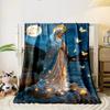 Moonlit Virgin Mary Butterflies Blanket  Printed Blanket for Living Room Bed Couch lunch break Soft Cozy Blanket for Friend's festival Gift