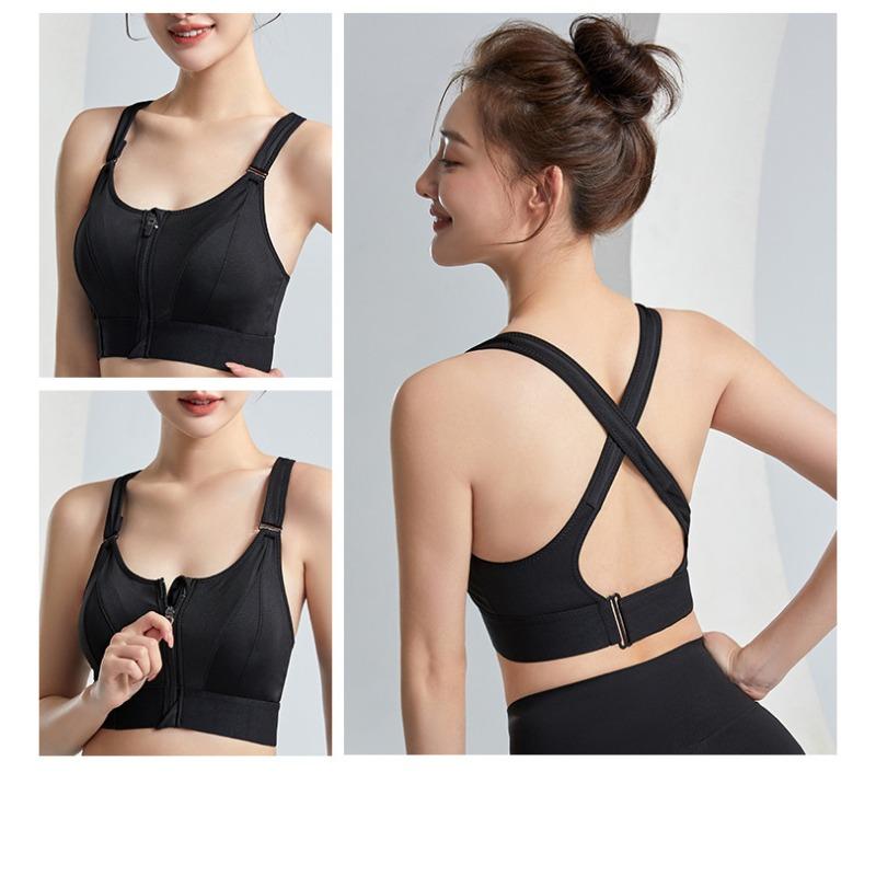 Reggiseno Sportivo da Donna Taglie Forti con Zip Regolabile Reggiseno da Yoga Senza Cuciture Schiena Incrociata Senza Ferretto