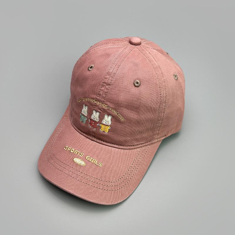 Cute Cartoon Rabbit Embroidered Baseball Cap Women Show Face Small Shade Sweet Cap