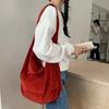Large Capacity Women's Shoulder Bag Retro Corduroy Female Commute Shopping Bags Solid Color Ladies Simple Tote Purse Handbags
