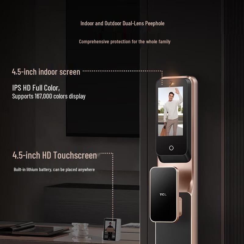 TCL X10R Palm Vein Smart Door Lock with HD Peephole