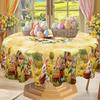 Rustic Easter Tablecloth Bunny Eggs Table Cover Farmhouse Easter Decorations for Home Kitchen Dining Spring Garden Tablecloth