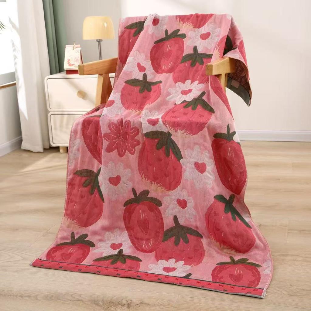 Country Flowers Adult Bath Towel Soft Large Size Cotton Gauze Beach Towel Jacquard Swimming Pool Bath Wrap Quick-Dry