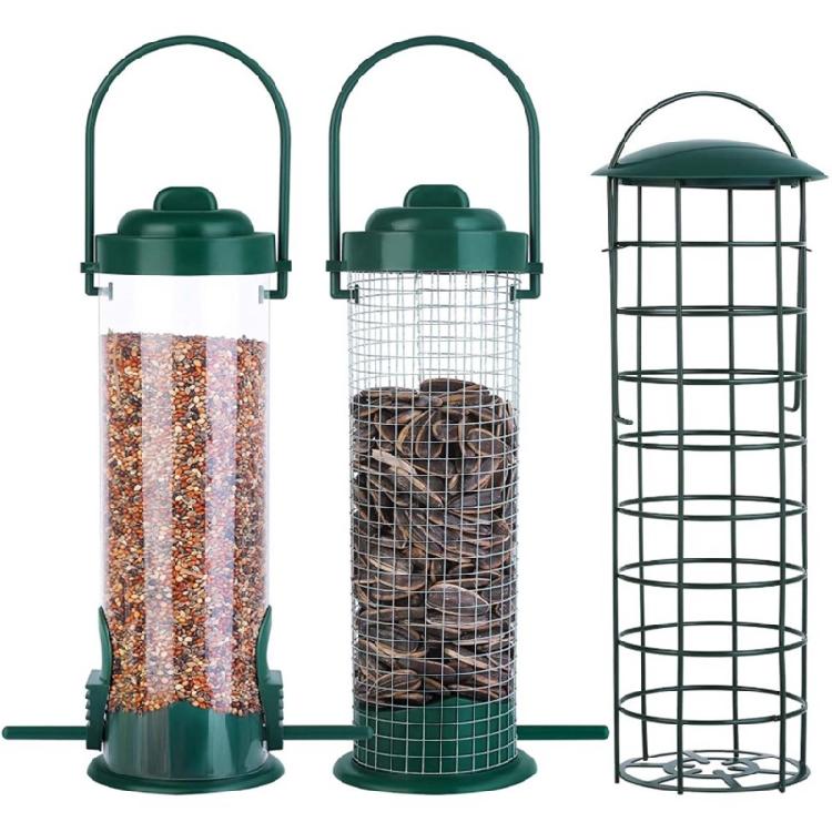 Hanging Wild Bird Feeder Clear Tube Suet Metal Bird Feeders for Outdoor Garden
