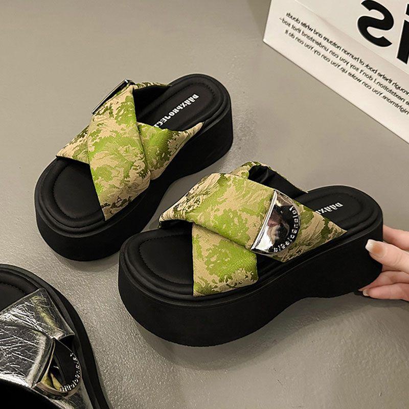 Thick-soled Heightening Slippers Women's Summer Outer Wear New Cross-word Sandals