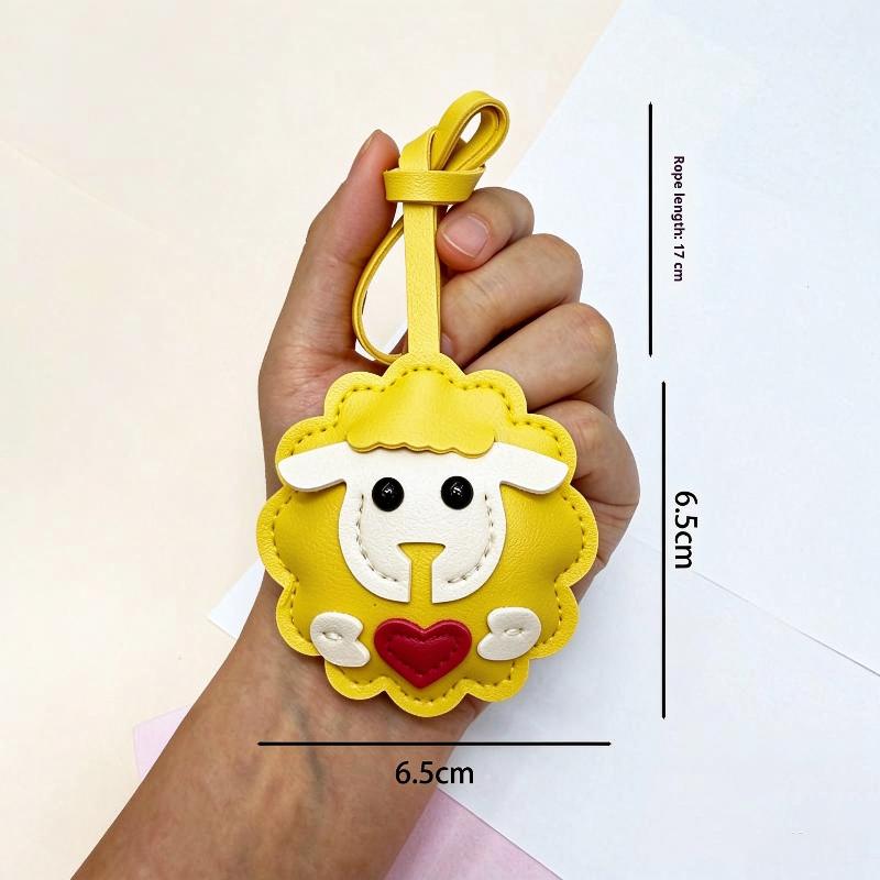 Cute Leather Sheep Shape Bag Charm For Backpack Purse Decor Sheep Hanging Ornament For Girls Gift