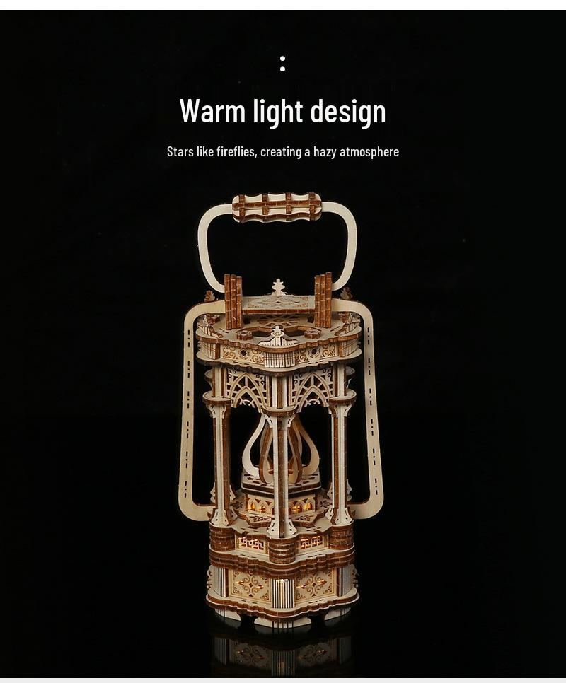 Handcrafted Wooden Lantern Puzzle Toy - 3D Educational Ornament for Kids