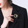 Anti-Exposure Brooch Round Women Shape Brooch with Rhinestones Imitation Pearls Suits Coats Sweaters Pin Commuting Dating