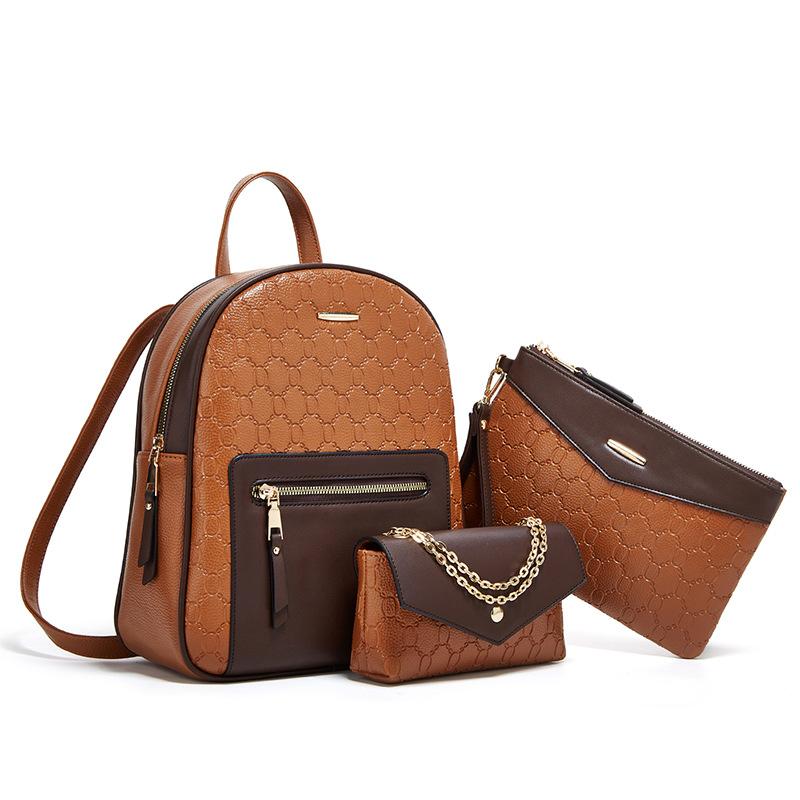 Fashion Backpacks Women's Contrast Color Shoulder Bags Female Soft Leather Rucksack Ladies Large Capacity Handbags and Purses