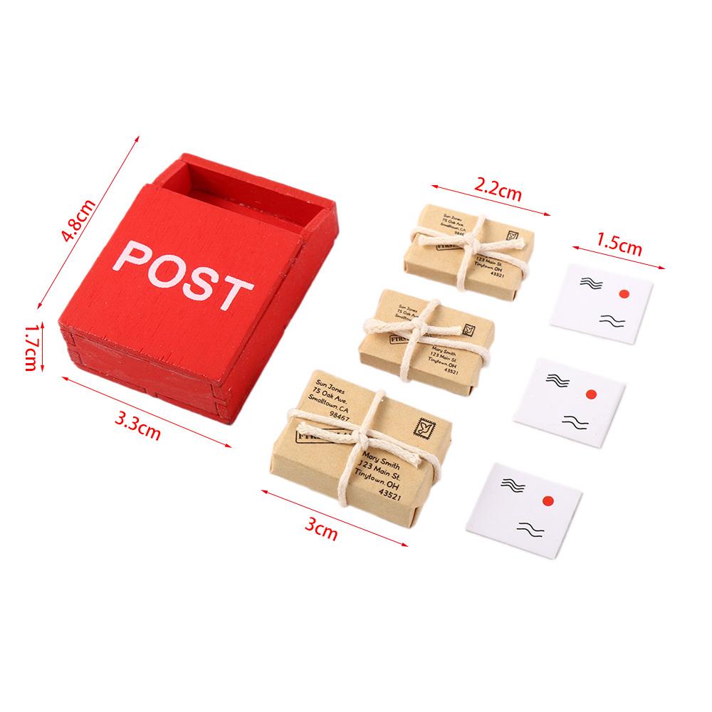 Simulation Furniture Toy Dollhouse Miniature Letter Box With Mail Sack Postcard Mini Mailbox