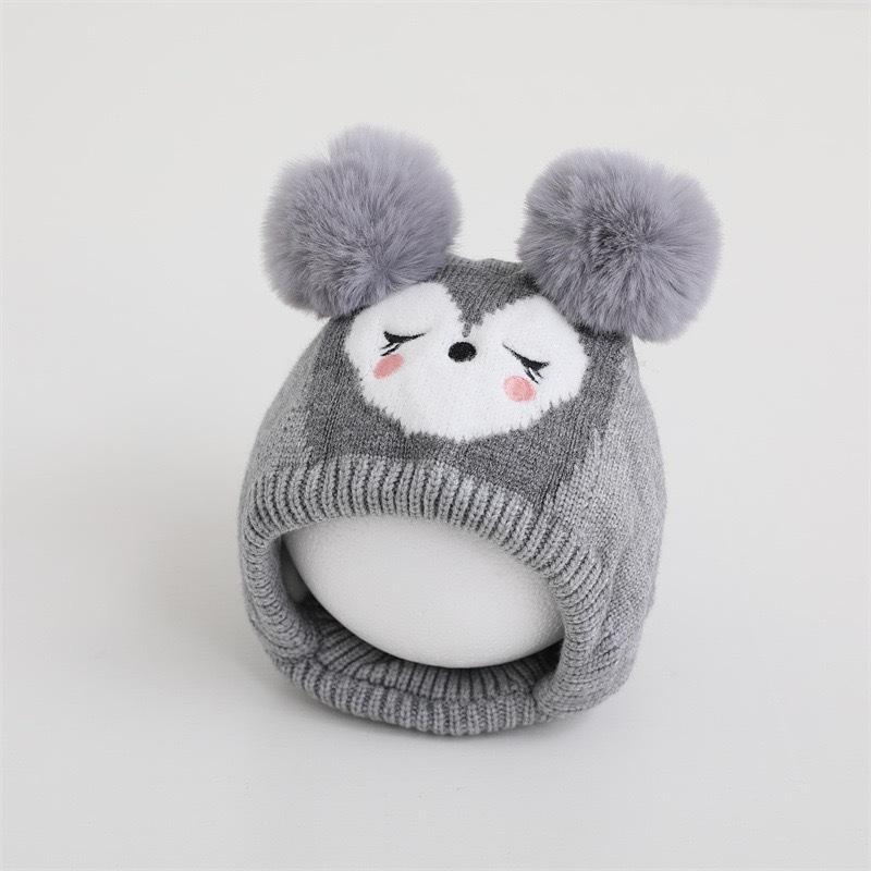 Children's hats Winter warm velvet ear caps Boys and girls snow caps Cute cartoon cold-proof baby knitted hats
