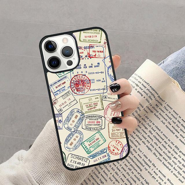Passport Travel Stamps Phone Case For iPhone 17 Air 16 Pro Max 15 14 Plus 12 13 Soft Bumper Shell Cover Coque