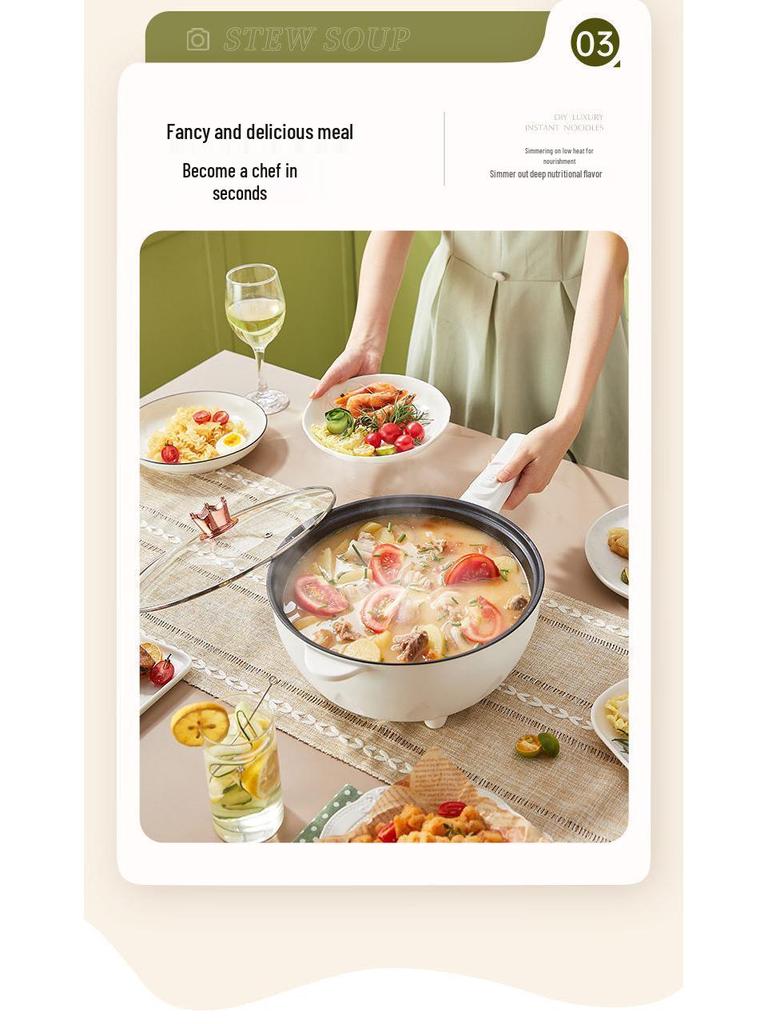 Wielofunkcyjna elektryczna patelnia: Użytek w akademiku i wynajmie do gotowania, gotowania na parze i gotowania