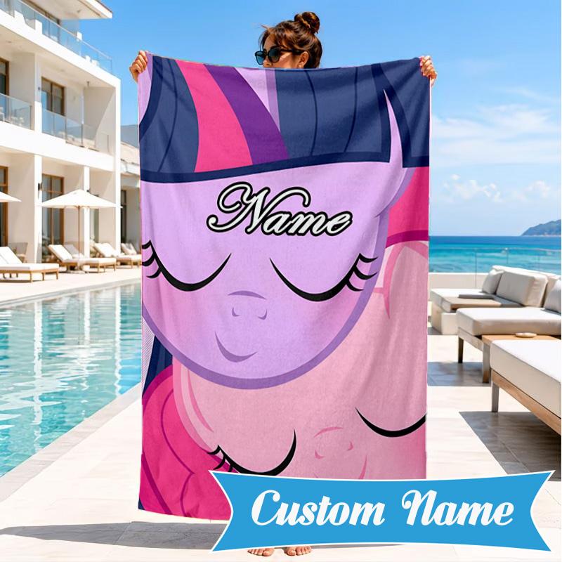 Custom Name Pinkie Unicorn Journal Beach Towel Microfiber Beach Towel, Lightweight and Quick-Dry, for Summer Travel, Swimming Pool Gift