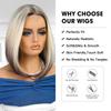 LOUIS FERRE 1*4 Lace Syntheic Wigs Short Bob Ombre Top Dark Black To Mixed Brown Wig Hair for Girls Daily Party Heat Resistant Daily